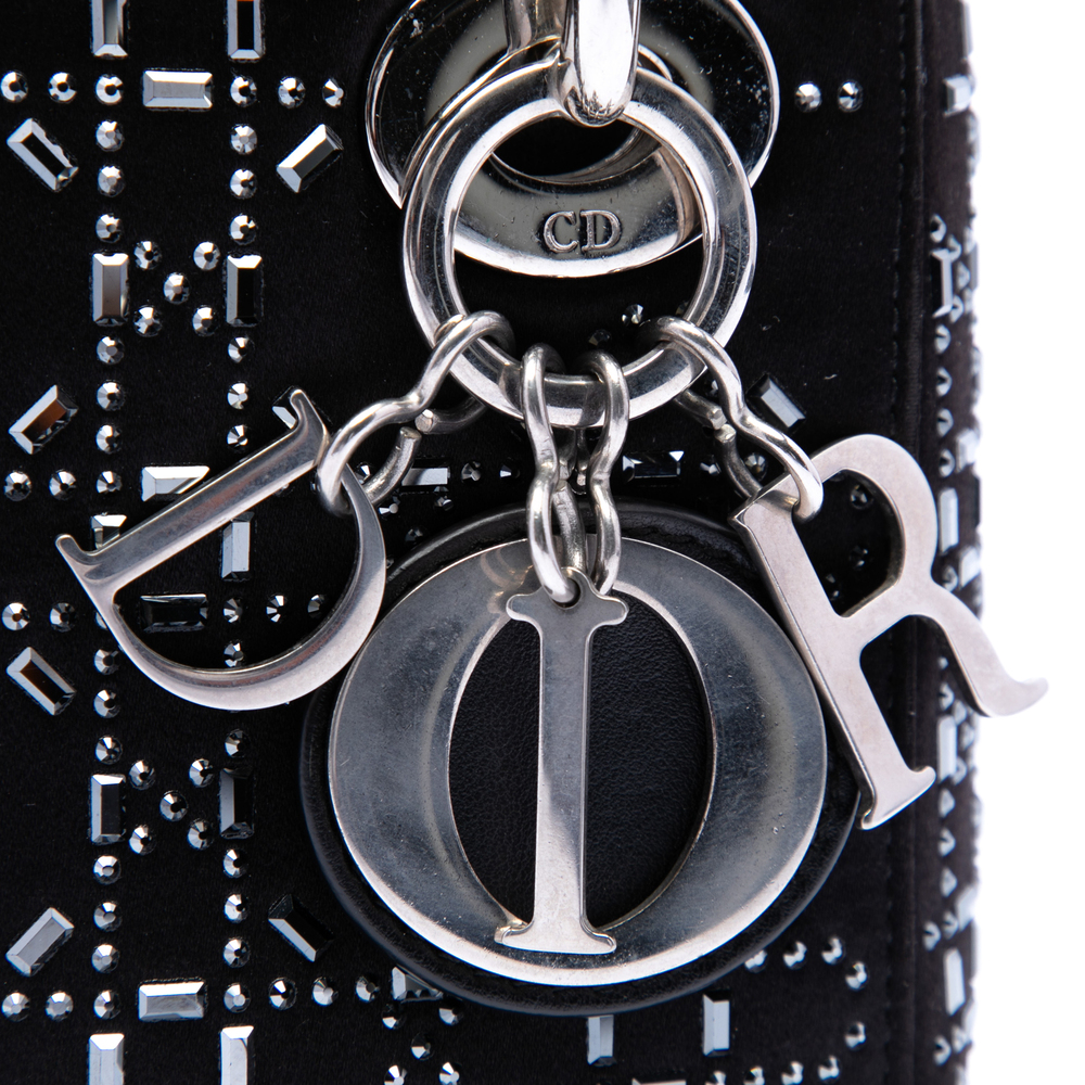 Pre-Loved Dior Mini Satin Cannage Strass Crystal Embellished Lady Dior - Picture 5 of 6